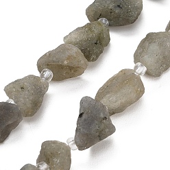 Labradorite Natural Labradorite Beads Strands, Raw Rough, Nuggets, with Seed Beads, 13~23x12~16x6~13mm, Hole: 1mm, about 11~13pcs/strand, 7.44''(18.9cm)~7.99''(20.3cm)