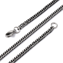 Черный Цвет Металла 2.7мм 201 ожерелья из витой цепи из нержавеющей стали, металлический черный , 24.09 дюйм (61.2 см)
