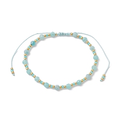 Amazonite Adjustable Natural Amazonite & Glass Braided Bead Bracelet, Inner Diameter: 1-7/8~3-1/4 inch(4.75~8.2cm)