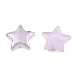 Lilac ABS Plastic Imitation Pearl Beads, Half Drilled, AB Color Plated, Star, Lilac, 19x20x4.5mm, Half Hole: 1.2mm