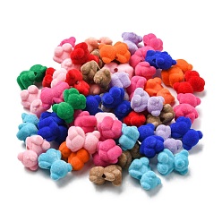 Mixed Color Flocky Acrylic Beads, Bear, Mixed Color, 19x16x12mm, Hole: 2.2mm