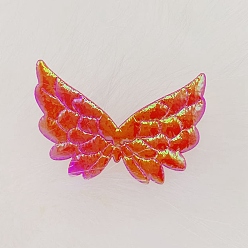 Red Cloth Embossing Wings, AB Color, Decorate Accessories, Red, 35x50x1mm