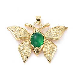 Green Opaque Resin Pendants, Butterfly Charm, with Real 18K Gold Plated Brass Findings, Cadmium Free & Lead Free, Real 18K Gold Plated, Green, 27x39.5x6mm, Hole: 3.5x4mm