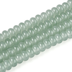 Темный Морско-зеленый Имитация нефритовые четки стекла, прозрачные бусины-рондели, окрашенные в технике выпечки, темно-зеленый, 8~8.5x4.5~5 мм, отверстие : 1.2 мм, около 159~164 шт / нитка, 30.71~31.50 дюйм (78~80 см)
