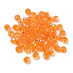 Dark Orange Electroplate Glass Beads, Rondelle, Dark Orange, 6x4mm, Hole: 1.4mm, 100pcs/bag