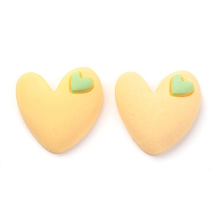 Желтый Кабошоны из смолы, сердце, желтые, 19x19.5x7.5 мм