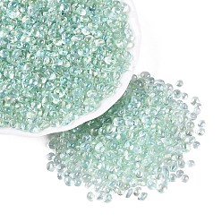 Light cyan Transparent galvanisieren Glasperlen, Nuggets, ab Farbe plattiert, gefärbt, kein Loch, light cyan, 2~8x2~5x2~4 mm, ca. 6428 Stk. / Pfund