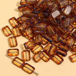 Brun Saddle Perles de verre tchèques, rectangle, selle marron, 12x8mm, Trou: 1.2mm