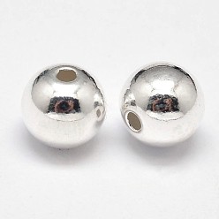 Silver 925 Sterling Silver Beads, Seamless Round Beads, Silver, 11mm, Hole: 1.8mm