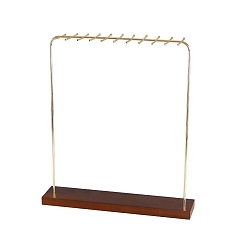 Brown Iron Necklaces Display Stand, with Wood Base, Brown, 7x34x38.5cm