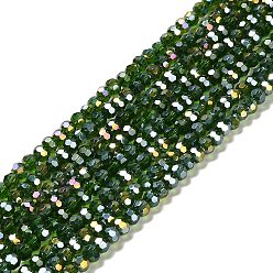 Sea Green Transparent Glass Beads, 32 Facets, AB Color Plated, Round, Sea Green, 3.5x3mm, Hole: 1mm, about 168~169pcs/strand, 19.09''(48.5cm)