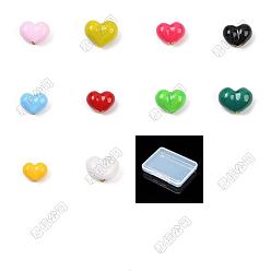 Mixed Color 20Pcs 10 Colors Brass Enamel Beads, Heart, Mixed Color, 7.5x9.5x5.5mm, Hole: 1.2~1.6mm, 2pcs/color