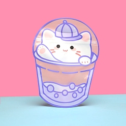 Cat Shape Пластиковые подарочные пакеты с застежкой-молнией в форме чашки для чая с пузырьками, многоразовые упаковочные пакеты, верхнего уплотнения, самоклеящиеся пакеты для конфет, сирень, форма кошки, 30x18 см