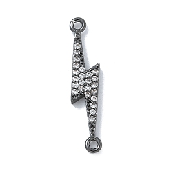 Черный Цвет Металла Стойка покрытие латунь микропаве прозрачный кубический цирконий молния болт соединительные подвески, долговечный, без кадмия и без свинца, металлический черный , 28x6.5x2 мм, отверстие : 1.4 мм