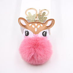 peach powder Cute Deer Plush Keychain Pendant - Cartoon Toy Christmas Gift Bag Pendant.
