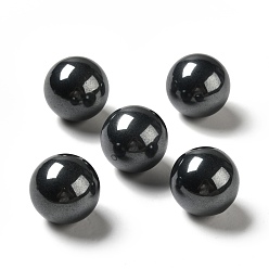 Pierre Noire Perles en pierre noire naturelle, pas de trous / non percés, ronde, 25~25.5mm
