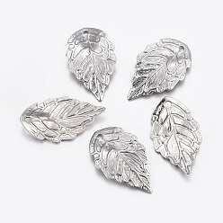 Stainless Steel Color 304 Stainless Steel Pendants, Leaf, Stainless Steel Color, 17.5x10x0.5mm, Hole: 1mm