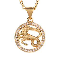 Capricorn Minimalist 12 Zodiac Constellation Necklace for Women in Copper Gold Color