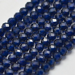 Prussian Blue Synthetic Gemstone Beads Strands, Imitation Sapphire, Faceted, Round, Prussian Blue, 2mm, Hole: 0.5mm, about 175pcs/strand, 15 inch