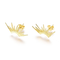 Golden 925 Sterling Silver Stud Earrings, with S925 Stamp, with Ear Nuts, Golden, 18.5x8.7mm, Pin: 0.6mm