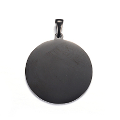 Electrophoresis Black 304 подвески из нержавеющей стали, штамповка пустой метки, плоско-круглые, электрофорез черный, 33x30x1 мм, отверстие : 7x3 мм