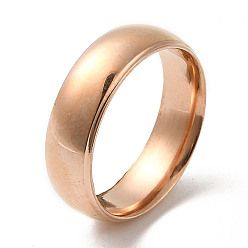 Rose Gold Ion Plating(IP) 304 Stainless Steel Flat Plain Band Rings, Rose Gold, Size 8, Inner Diameter: 18mm, 6mm