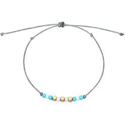 2 Grey Водостойкий браслет ручной работы из восковой нити с кольцом на руку из однониточных рисовых бусин европейского и американского производства.