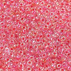 (RR276) Dark Coral Lined Crystal AB Миюки круглые бусины рокайль, японский бисер, (rr 276) кристалл, облицованный темным кораллом ab, 8/0, 3 мм, отверстие : 1 мм, Около 2111~2277 шт / 50 г