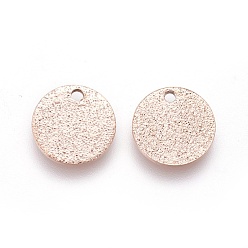 Rose Gold Ion Plating(IP) 304 Stainless Steel Charms, Textured, Flat Round with Bumpy, Rose Gold, 10x1mm, Hole: 1.2mm