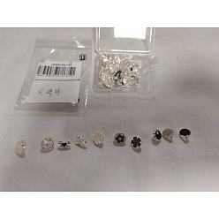 (52) Непрозрачная лаванда 40шт. 10 стили 1-отверстие пуговицы из сплава на хвостовике, с эмалью, платина, разноцветные, 8~11.5x11~11.5x6~6.5 мм, отверстие : 2 мм