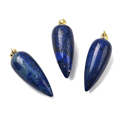 Ляпис-Лазурь Природные лазурит отметил подвески, с фурнитурой позолоченной латунной, пуля, окрашенные, 32~33x12 мм, отверстие : 2.5x6 мм