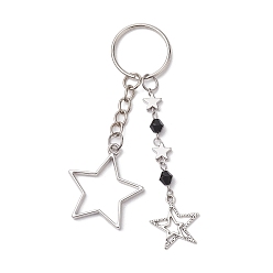Platinum Alloy Pendant Keychian, with Iron Ring, Star, Platinum, 9.5cm