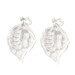 Clear Transparent Acrylic Pendants, Leaf Charms, Clear, 33x19.5x4mm, Hole: 3mm, about 568pcs/500g
