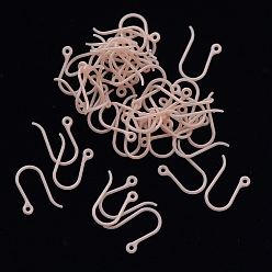 Misty Rose Plastic Earring Hooks, Ear Wire, with Horizontal Loop, Misty Rose, 11x9x0.6mm, 22 Gauge, Hole: 0.9mm