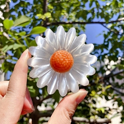 Selenite Natural Selenite Daisy Sculpture, for Home Office Desk Decoration, 62mm