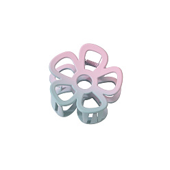 Pink Hollow Flower Shape Gradient Baking Painted Plastic Claw Hair Clips, Hair Accessories for Women Girl, Pink, 72mm
