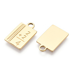 Real 14K Gold Plated 304 Stainless Steel Pendants, Manual Polishing, Ruler Charm, Real 14K Gold Plated, 17x10.5x1mm, Hole: 2mm