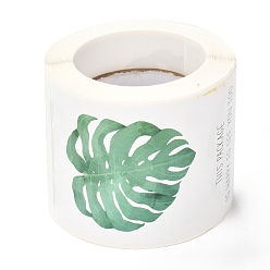 Leaf Coated Paper Sealing Stickers, Rectangle with Word, for Gift Packaging Sealing Tape, Leaf Pattern, 80x50mm, 150pcs/roll