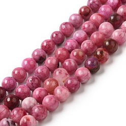 Deep Pink Natural Gemstone Hemimorphite Round Beads Strands, Dyed, Deep Pink, 6mm, Hole: 1mm, about 66pcs/strand, 15.74 inch