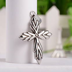 Antique Silver Retro 316 Surgical Stainless Steel Cross Gothic Pendants, Antique Silver, 45x30x3mm, Hole: 4.5x8.5mm