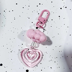 Cloud Pink Themed Plastic Pendant Keychain, with Clasp, Cloud, 150mm