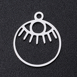 Stainless Steel Color Stainless Steel Pendants, Ring with Egyptian Eye, Stainless Steel Color, 14.5mm