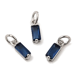 Синий Латунь прокладывает кубические циркониевые прелести, прямоугольные, стойки покрытие, долговечный, без свинца и без кадмия, с целью перехода в кольце, платина, синие, 9.5x3x3 мм, отверстие : 3.5 мм
