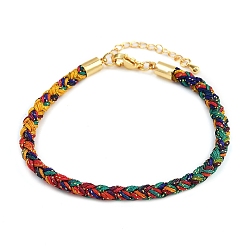 Разноцветный 4браслеты из плетеного нейлонового шнура толщиной ⅛ дюйма, с латунными выводами и 304 застежками из лобстера из нержавеющей стали, долговечный, золотые, красочный, 7-3/4 дюйм (19.7 см)