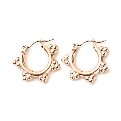Rose Gold Ion Plating(IP) 304 Stainless Steel Flower Hoop Earrings for Women, Rose Gold, 19x21mm, Pin: 0.8mm
