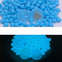 Deep Sky Blue Luminous Sealing Wax Particles, for Retro Seal Stamp, Star, Deep Sky Blue, Packing: 125x90mm
