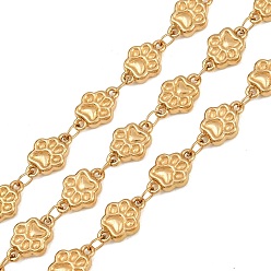 Real 18K Gold Plated 5M 304 Stainless Steel Footprint Link Chains, Soldered, with Spool, Ion Plating(IP), Long-Lasting Plated, Real 18K Gold Plated, 10.5x7x2.5mm, about 16.40 Feet(5m)/Roll