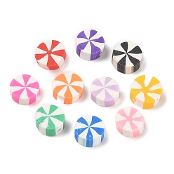 (52) Непрозрачная лаванда Бусины из полимерной глины , плоско-круглые, разноцветные, 9~10x4 мм, отверстие : 1.6 мм