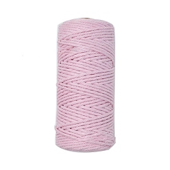 Flamingo 4-Ply 100M Cotton Macrame Cord, Macrame Twisted Cotton Rope, for Wall Hanging, DIY Crafts, Flamingo, 3mm, about 109.36 Yards(100m)/Roll