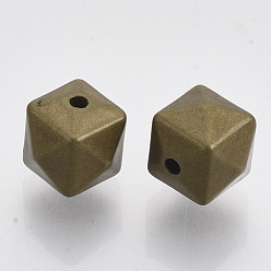 Bronze Antique Ccb perles en plastique, cube, facette, bronze antique, 9x10x10mm, Trou: 1.6mm, sur 958 cs / 500 g